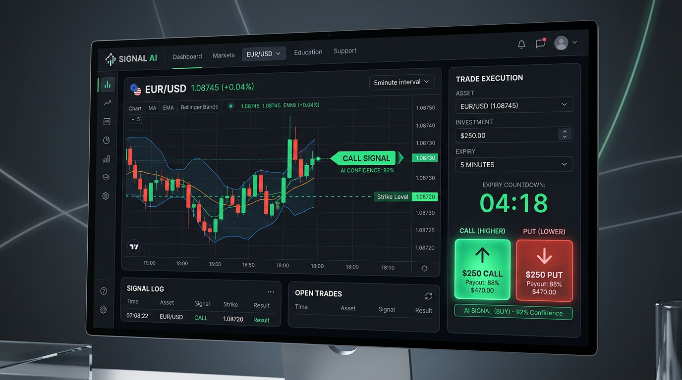 Follow the signal's Call or Put direction for consistent binary options trading